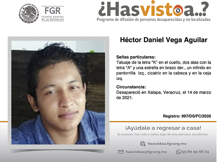 Cédula de búsqueda: Héctor Daniel Vega Aguilar