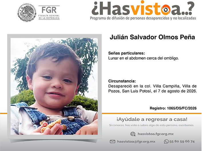 Cédula de búsqueda: Julián Salvador Olmos Peña